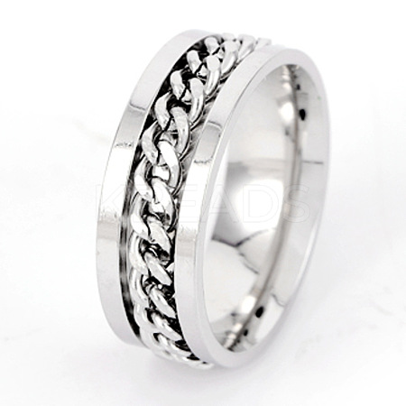 304 Stainless Steel Rotatable Chain Finger Rings for Men FS-WG60CA3-04-1