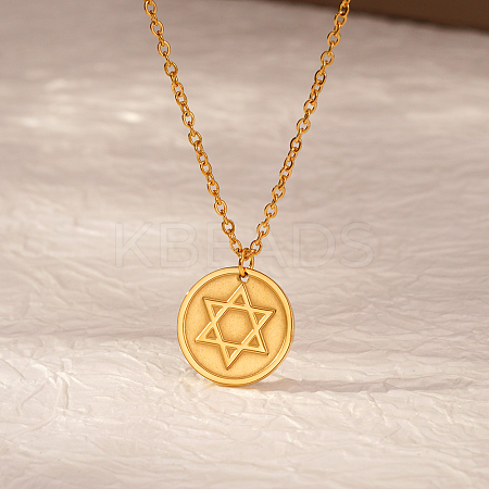 Stylish 304 Stainless Steel Star of David Pendant Necklace for Women's Daily Wear LS-NW9851-1-1