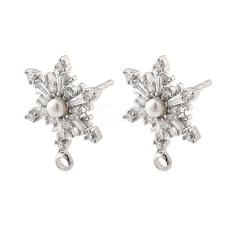 Brass Micro Pave Cubic Zirconia Stud Earring Findings LS-KK-K371-34P-1