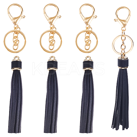 DIY PU Leather Tassels Keychain Kits DIY-SC0026-20B-1