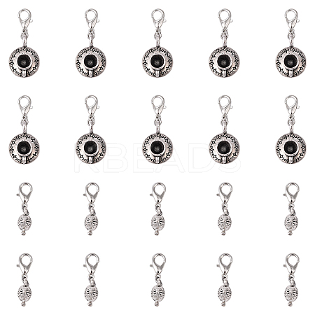 10Pcs 2 Styles Teapot and Coffee Cup Tibetan Style Alloy Pendant Decorations HJEW-YW00138-1