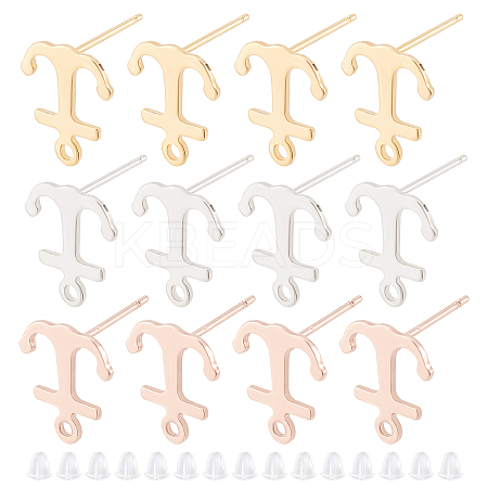 30Pcs 3 Colors 201 Stainless Steel Stud Earring Findings STAS-DC0010-24-1