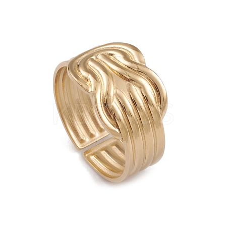 Ion Plating(IP) 304 Stainless Steel Knot Open Cuff Rings for Women RJEW-G285-16G-1