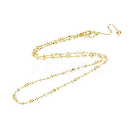 925 Sterling Silver Ball Link Chain Necklaces NJEW-N054-16G-1