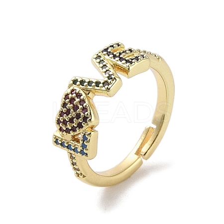 Brass Pave Cubic Zirconia Adjustable Rings RJEW-M170-15G-1
