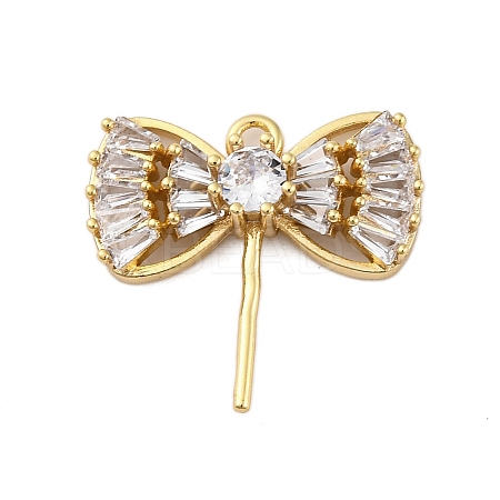 Brass Micro Pave Clear Cubic Zirconia European Dangle Charms Bails KK-P289-07G-1