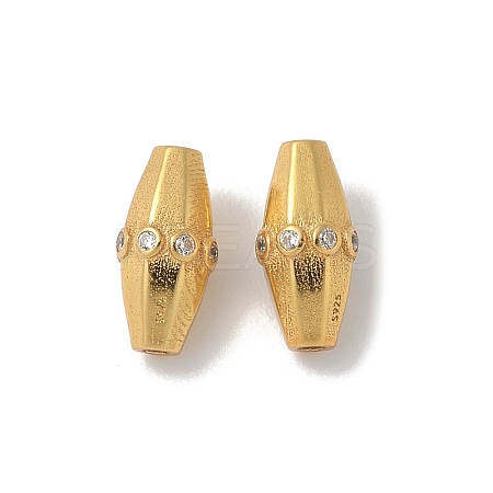 Matte Gold Color 925 Sterling Silver Pave Cubic Zirconia Beads STER-R014-02G-1