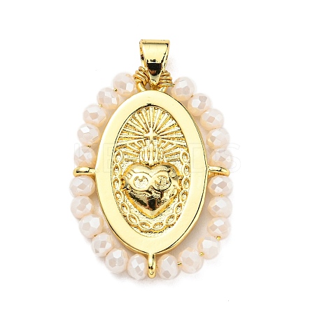 Brass with Glass Pendants KK-G472-03G-02-1