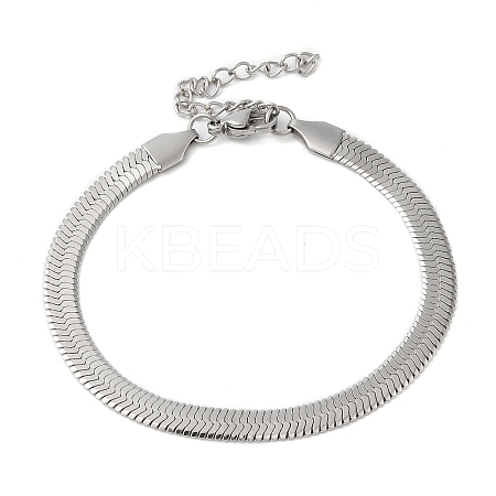 Non-Tarnish 304 Stainless Steel Herringbone Chain Bracelet for Men Women LS-BJEW-Q998-01P-1