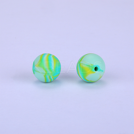 Printed Round Silicone Focal Beads LS-SI-JX0056A-66-1