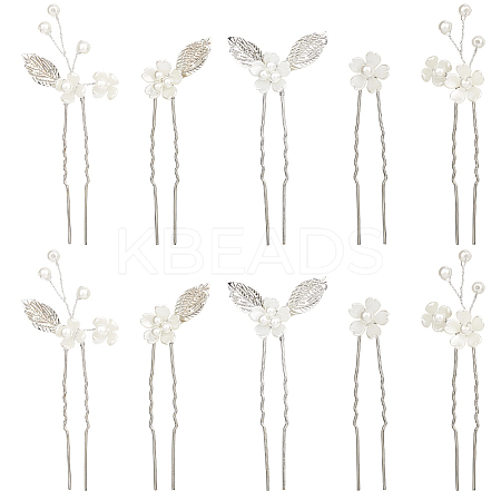 Alloy with Plastic Beads Hair Sticks for Women Girls OHAR-WH20010-08P-1
