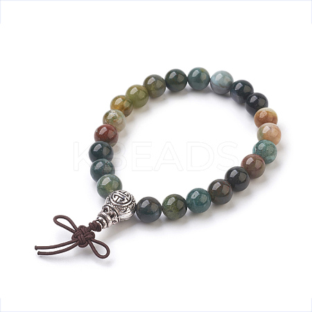 Natural Round Indian Agate Stretch Bracelets BJEW-JB03845-04-1
