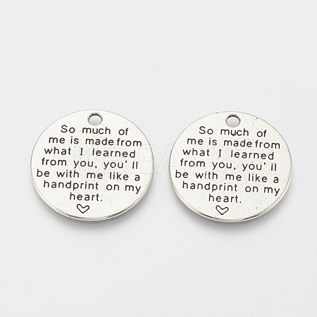 Tibetan Style Alloy Quote Pendants for Teachers' Day TIBE-Q085-05AS-LF-1