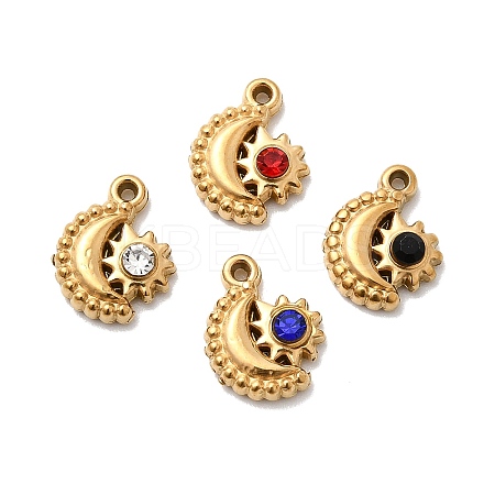 304 Stainless Steel Pave Rhinestone Charms STAS-G369-13G-1