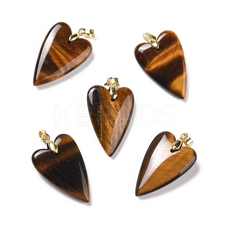 Natural Tiger Eye Pendants G-E570-01G-07-1