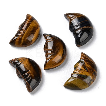 Natural Tiger Eye Carved Healing Moon with Human Face Figurines G-B062-06A-1