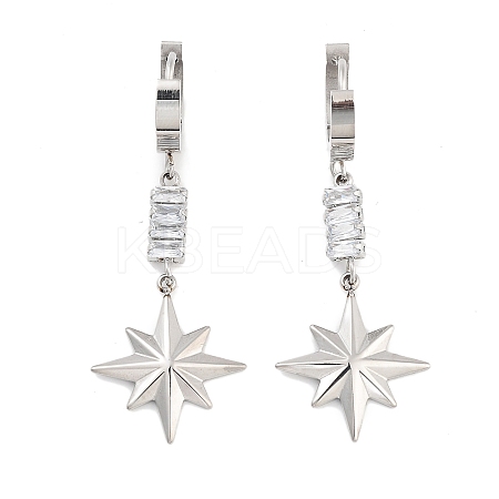 Star 304 Stainless Steel Dangle Earrings EJEW-L283-077P-1