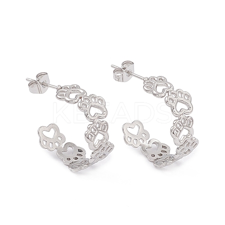 Non-Tarnish 304 Stainless Steel Bear Paw Print Wrap Stud Earrings for Women LS-EJEW-B018-12P-1