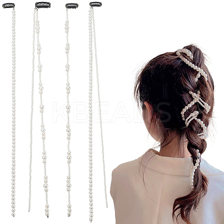 4Pcs 4 Styles Plastic Pearl with Iron Hair Clips OHAR-GF0001-36-1