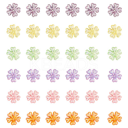 240Pcs 6 Colors Transparent UV Plating Acrylic Bead Caps OACR-TA0002-95-1