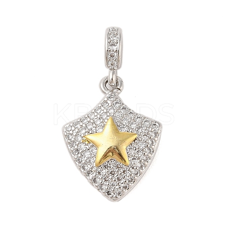 Rack Plating Brass Micro Pave Clear Cubic Zirconia Pendants KK-S380-37A-P-1