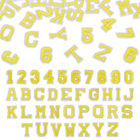 36Pcs 2 Sets 2 Styles Letter A~Z & Number 0~9 Polyester Embroidery Sew On Patches Sets PATC-TA0001-55D-1