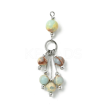 Synthetic Aqua Terra Jasper Round Tassel Big Pendants PALLOY-JF03281-01-1