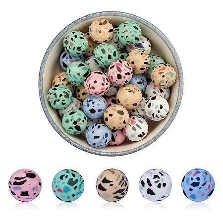 WEWAYSMILE 50Pcs 5 Styles 15mm Silicone Round Beads Making Kit JX486A-1