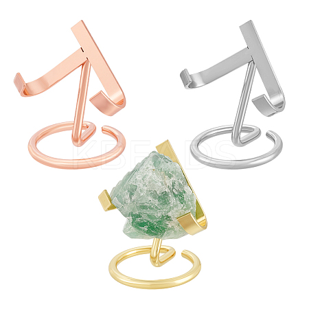 3Pcs 3 Styles Iron Raw Stone Display Holder ODIS-PH0009-13-1
