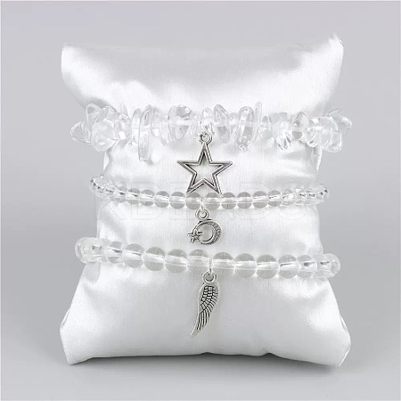 3Pcs Alloy & Natural Quartz Crystal Beads Charm Bracelets DY7954-20-1