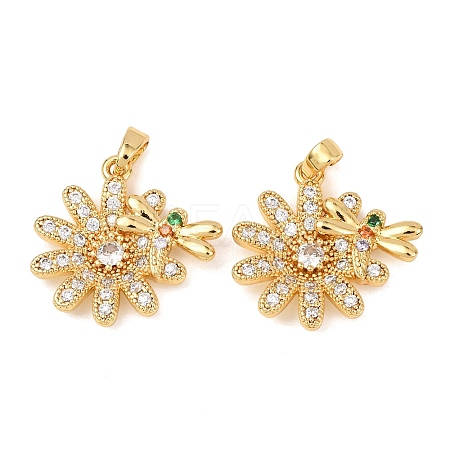 Brass Micro Pave Clear Cubic Zirconia Pendants KK-G543-05G-02-1