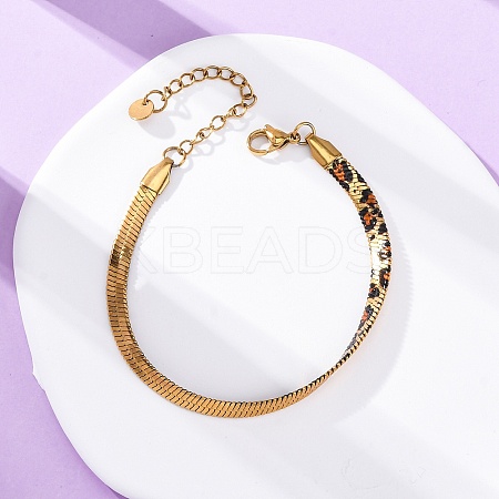 304 Stainless Steel Snake Chain Bracelets for Women BJEW-A034-03G-1