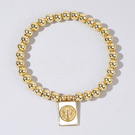 Personality Brass Round Bead Beaded Stretch Bracelets ST0339-3-1