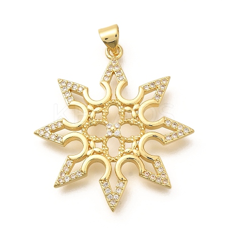 Rack Plating Brass Micro Pave Cubic Zirconia Pendants KK-L226-020G-1