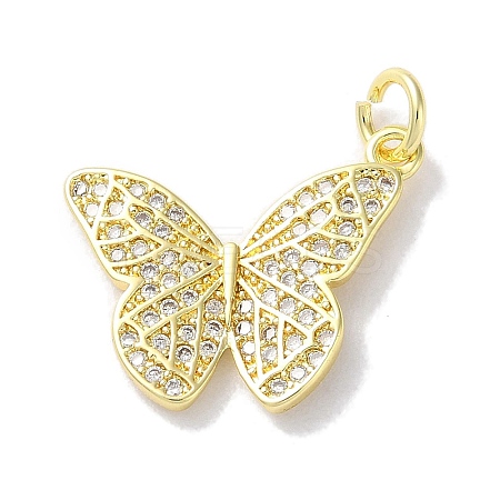 Rack Plating Brass Micro Pave Clear Cubic Zirconia Pendants KK-Z039-20G-1