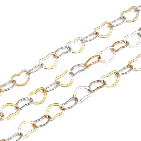 Two Tone 304 Stainless Steel Heart Link Chains CHS-C013-04A-01-1