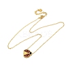 304 Stainless Steel Dark Red Enamel Ladybug Pendant Cable Chain Necklaces for Women NJEW-U032-07G-01-4