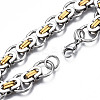 Ion Plating(IP) Two Tone 201 Stainless Steel Byzantine Chain Bracelet for Men Women BJEW-S057-90-3