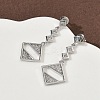 Rhombus Brass Micro Pave Clear Cubic Zirconia Dangle Stud Earrings EJEW-F383-10P-4