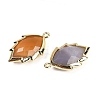 Natural Agate Faceted Leaf Pendants G-I375-04G-14-2