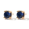 Square Brass Micro Pave Cubic Zirconin Stud Earrings EJEW-D318-03KCG-C-5