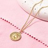 304 Stainless Steel Flat Round Cameo Pendant Cable Chain Necklaces for Women STAS-Z108-02G-02-1