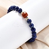 Natural Lapis Lazuli Round Beads & South Red Agate Bead Stretch Bracelets BJEW-Z101-01-3