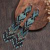 Bohemian Handmade Glass Seed Beads Rhombus Long Tassel Dangle Earrings AP6965-2