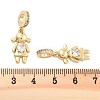 Brass Pave Clear Cubic Zirconia European Dangle Charms KK-U009-08B-G-3