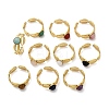 316 Stainless Steel with Natural Mixed Gemstone Cuff Rings RJEW-Z098-01G-04-4