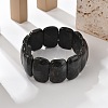 Natural Black Moonstone Beads Rectangle Beaded Stretch Bracelet BJEW-Q012-01A-5
