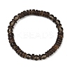 Natural Coconut Rondelle Beads Stretch Bracelets for Men BJEW-JB11635-02-2