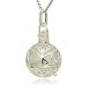 Silver Color Plated Brass Hollow Round Cage Pendants LS-KK-J240-07S-2