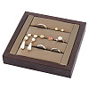 3-Slot Brushed PU Leather Covered Wood Finger Ring Display Trays ODIS-WH0034-10-1